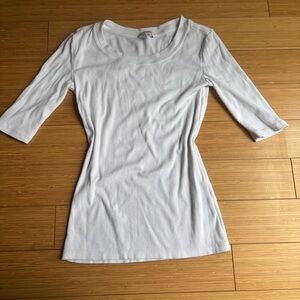 Banana Republic white ribbed half sleeve tee